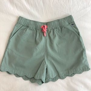 Girls Garment-Dyed Scallop Hem Pull-On Shorts.